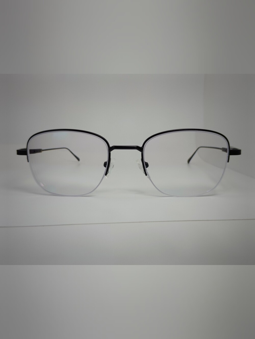 Navigator. Men's Black Metal Frame Semi Rimless Eyeglasses.
